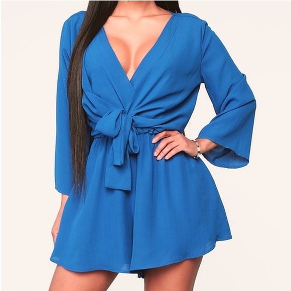 Fashion Nova Dresses & Skirts - For @myboots2012 Fashion Nova Blue Wrap Mini Dress